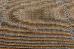 Backside of handmade New Modern Design rug showing knot structure and weave density