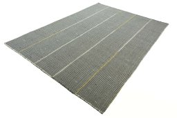 Corner detail of New Modern Design rug showing border pattern and Wool pile