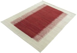 Corner detail of New Modern Design rug showing border pattern and Wool pile
