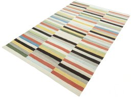 Corner detail of New Modern Design rug showing border pattern and Wool pile