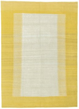 Full view of New Modern Design rug from Turkey, 217 × 156 cm in Yellow tones