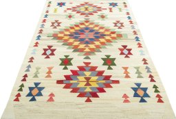 Close-up detail of New Modern Design rug from Turkey showing Wool weave