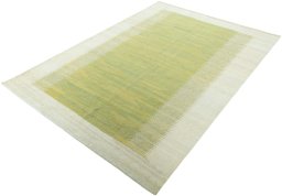 Corner detail of New Modern Design rug showing border pattern and Wool pile