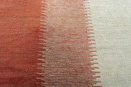 Backside of handmade New Modern Design rug showing knot structure and weave density