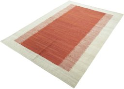Corner detail of New Modern Design rug showing border pattern and Wool pile