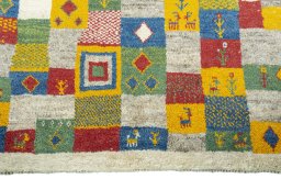 Central medallion detail of 2000s Persian Gabbeh rug from Pakistan