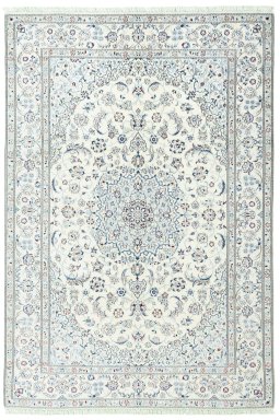 Full view of New Nain rug from Iran / Persia, 293 × 200 cm in Beige tones