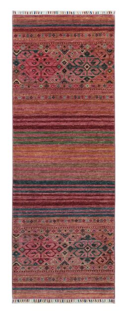 Full view of New Samarkand rug from Pakistan, 206 × 77 cm in Red tones