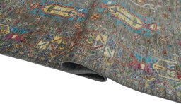 Close-up detail of New Samarkand rug from Pakistan showing Wool weave