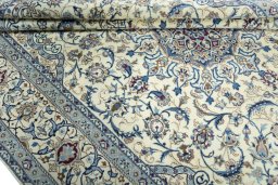 Close-up detail of 2000s Nain rug from Iran / Persia showing Wool weave