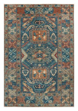 Full view of New Kazak rug from Pakistan, 194 × 131 cm in Blue tones