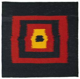 Full view of New Kilim Sofre rug from Turkey, 94 × 95 cm in Multi Color tones