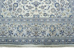 Full view of 2000s Kashan rug from Iran / Persia, 315 × 198 cm in Beige tones