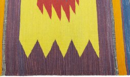 Close-up detail of New Kilim Sofre rug from Turkey showing Wool weave