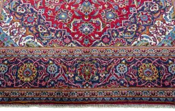 Full view of New Kashan rug from Iran / Persia, 302 × 200 cm in Red tones