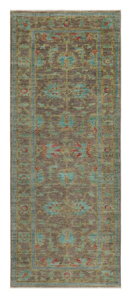 Full view of New Farahan rug from Pakistan, 199 × 81 cm in Brown tones