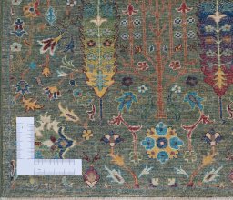 Corner detail of New Haj-jalili rug showing border pattern and Wool pile