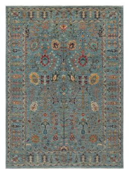 Full view of New Farahan rug from Pakistan, 210 × 153 cm in Blue tones