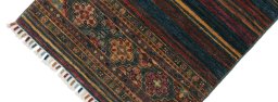 Backside of handmade New Samarkand rug showing knot structure and weave density