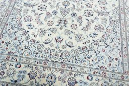 Close-up detail of New Nain rug from Iran / Persia showing Wool weave