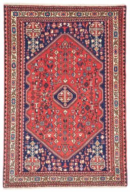 Full view of New Abadeh rug from Iran / Persia, 151 × 102 cm in Red tones