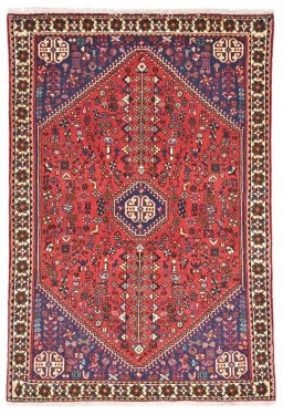 Full view of New Abadeh rug from Iran / Persia, 150 × 101 cm in Red tones