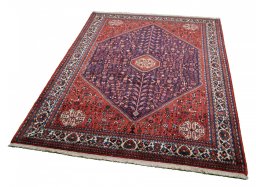 Corner detail of 2000s Abadeh rug showing border pattern and Wool pile