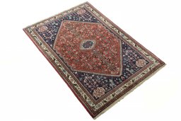 Close-up detail of New Abadeh rug from Iran / Persia showing Wool weave