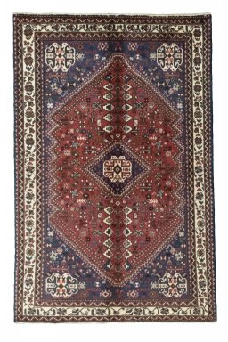 Full view of 2000s Abadeh rug from Iran / Persia, 154 × 100 cm in Red tones