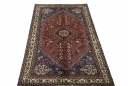 Surface texture of 2000s Abadeh rug with natural Wool and intricate pattern