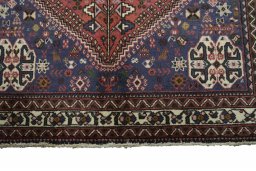 Close-up detail of 2000s Abadeh rug from Iran / Persia showing Wool weave