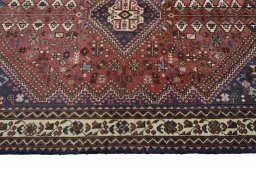 Full view of 2000s Abadeh rug from Iran / Persia, 154 × 100 cm in Red tones