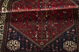 Full view of 2000s Abadeh rug from Iran / Persia, 150 × 108 cm in Red tones
