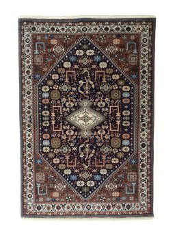 Full view of New Abadeh rug from Iran / Persia, 158 × 107 cm in Blue tones
