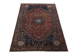 Surface texture of 1950s Abadeh rug with natural Wool and intricate pattern