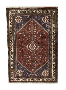 Full view of 2000s Abadeh rug from Iran / Persia, 149 × 100 cm in Red tones