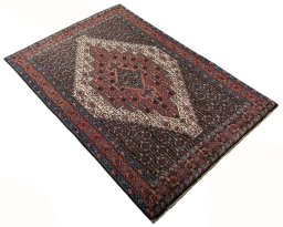 Close-up detail of 1970s Afshar rug from Iran / Persia showing Wool weave
