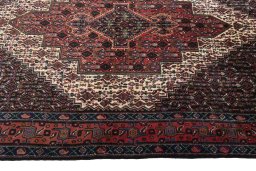 Close-up detail of 1970s Afshar rug from Iran / Persia showing Wool weave
