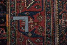 Close-up detail of 1930s Afshar rug from Iran / Persia showing Wool weave