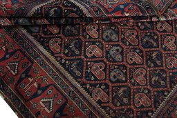 Full view of 1930s Afshar rug from Iran / Persia, 188 × 150 cm in Blue tones