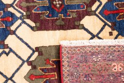 Close-up detail of 1970s Afshar rug from Iran / Persia showing Wool weave