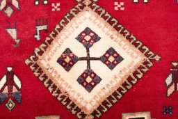 Full view of 1975s Afshar rug from Iran / Persia, 206 × 140 cm in Red tones