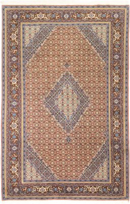 Full view of 1990s Ardebil rug from Iran / Persia, 289 × 188 cm in Brown tones