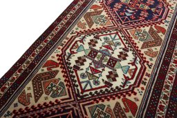Backside of handmade 2000s Ardebil rug showing knot structure and weave density