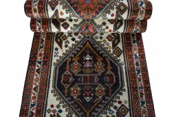 Full view of 2000s Ardebil rug from Iran / Persia, 298 × 70 cm in Beige tones