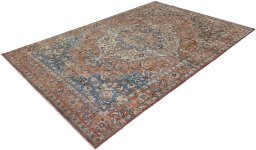Corner detail of 1950s Bakhtiar rug showing border pattern and Wool pile