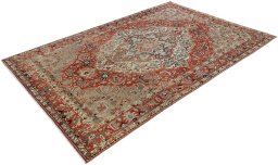 Close-up detail of 1940s Bakhtiar rug from Iran / Persia showing Wool weave
