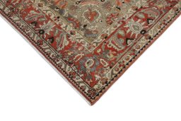 Backside of handmade 1940s Bakhtiar rug showing knot structure and weave density