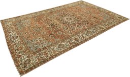 Corner detail of 1920s Bakhtiar rug showing border pattern and Wool pile