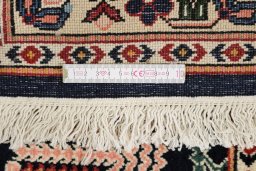 Full view of 1970s Bakhtiar rug from Iran / Persia, 295 × 201 cm in Black tones